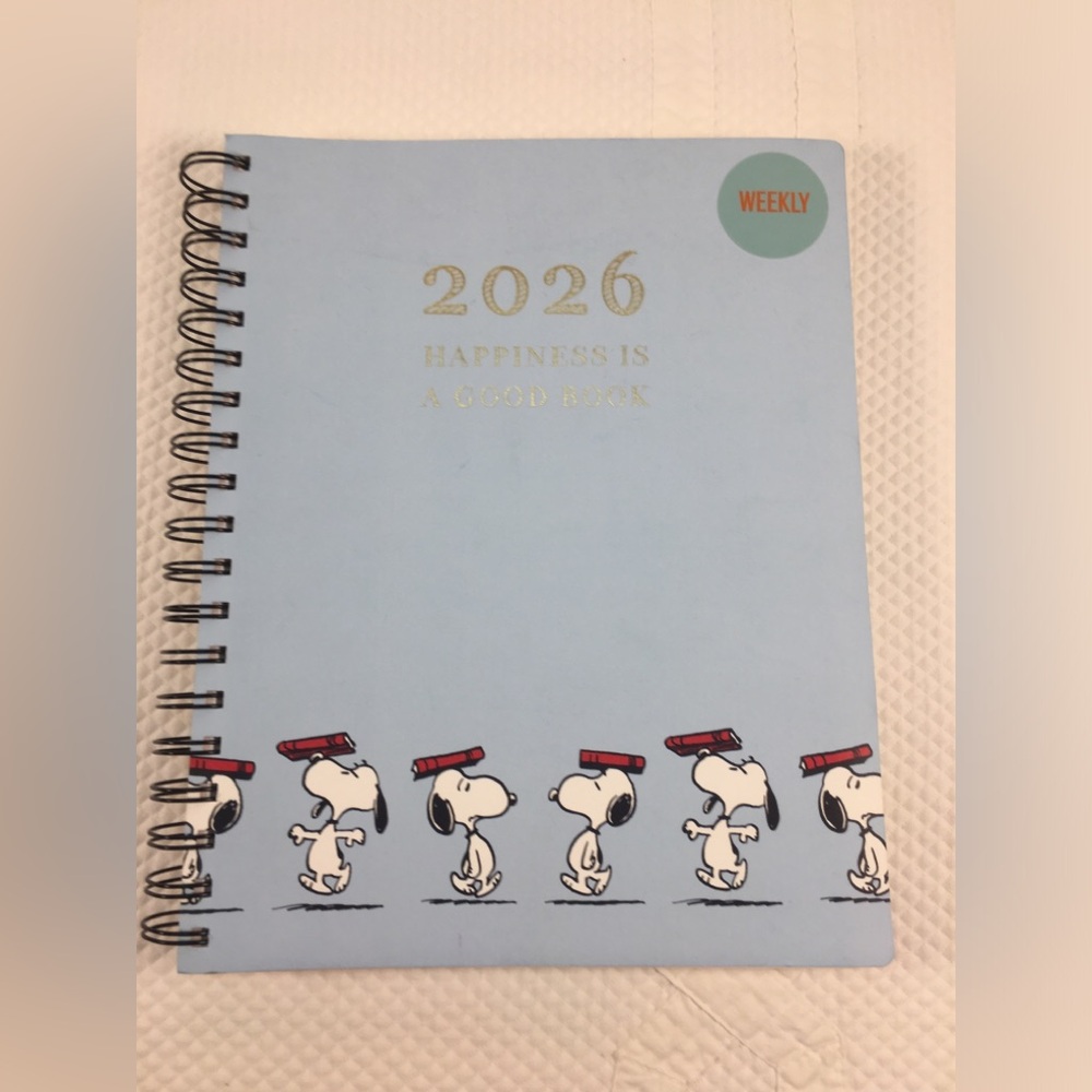 Snoopy 2026 Planner Weekly “it’s A Good Day To be Happy”Peanuts Light Blue Cover